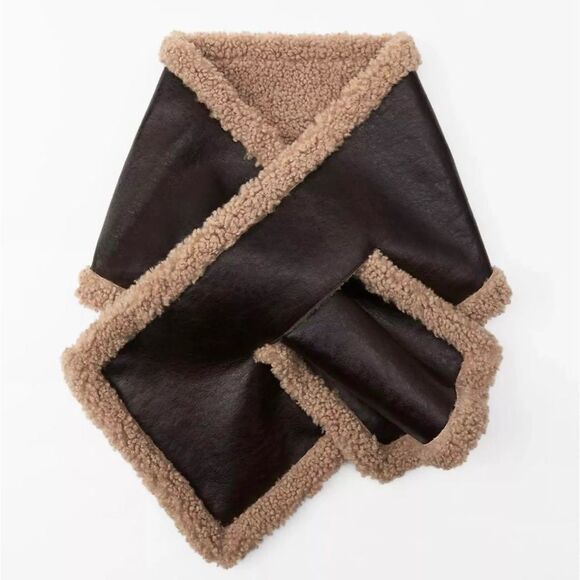 Zara Double Faced Faux Sheepskin Shearling Scarf - Picture 3 of 11